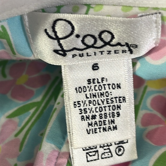 Lilly Pulitzer Strapless Wave Blue Floral Butterfly Tiger Scalloped Trim Dress 6 - Picture 13 of 13